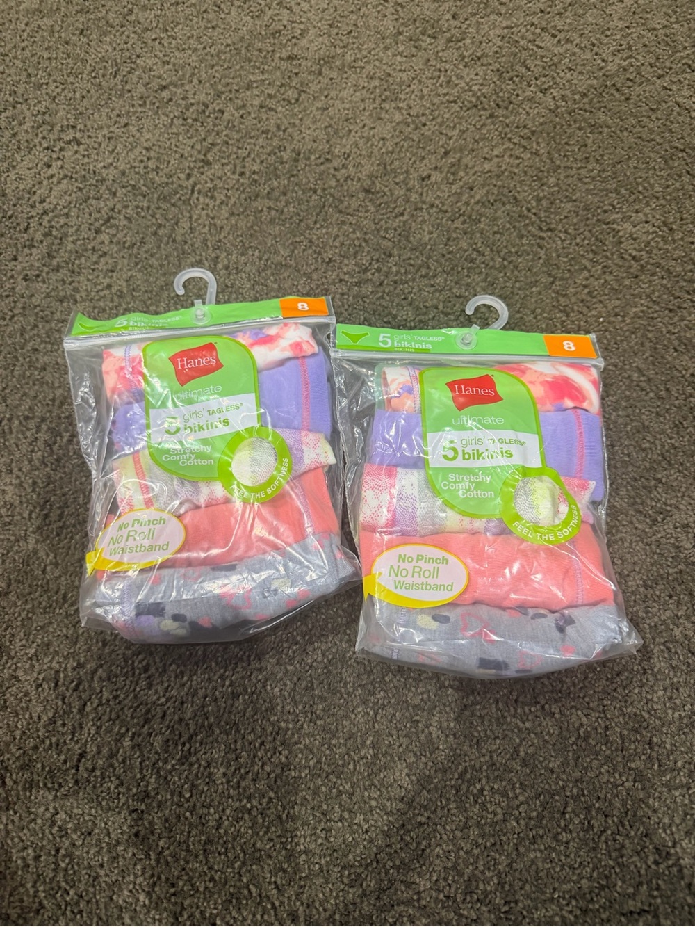 2- Hanes Girls 5-Pack Bikini Underwear - Pink, Purple & Coral